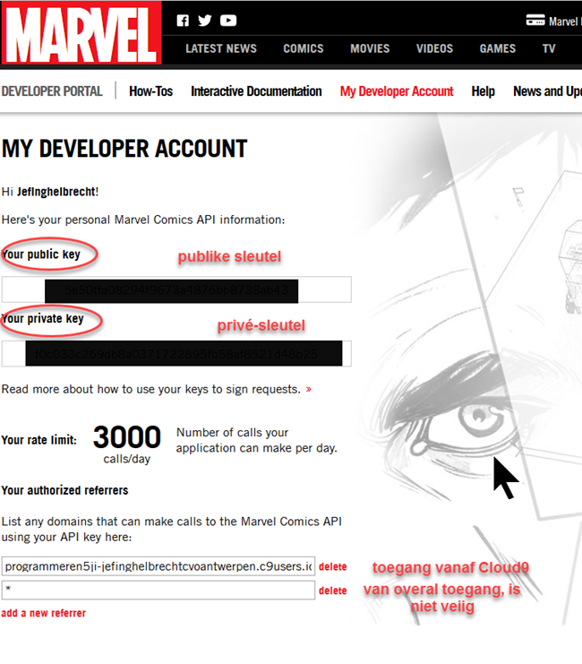 marvel get api key